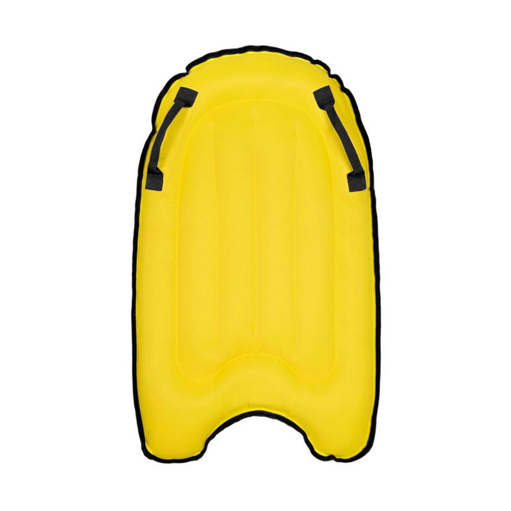 PortableInflatable Surfboard Solid Color Buoy Kickboard With Handle Foldable Surfboards Swimming Pool Beach Floating Mat: Yellow