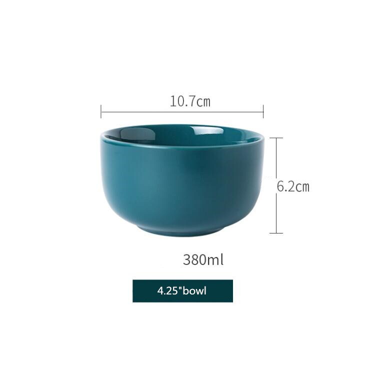 2 Colors Porcelain Dinner Plate Set Ceramic Tableware Food Dishes Rice Salad Noodles Bowl Soup Family Hotel Kitchen Cook Tool: 4.25 green bowl