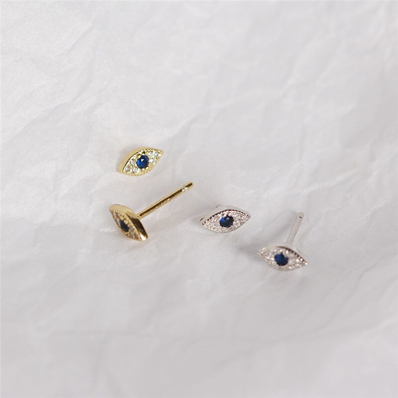 Ying Vahine Bestseller 100% 925 Sterling Zilver Mini Zirkoon Blue Eyes Evil Ogen Kleine Stud Oorbellen Voor Vrouwen