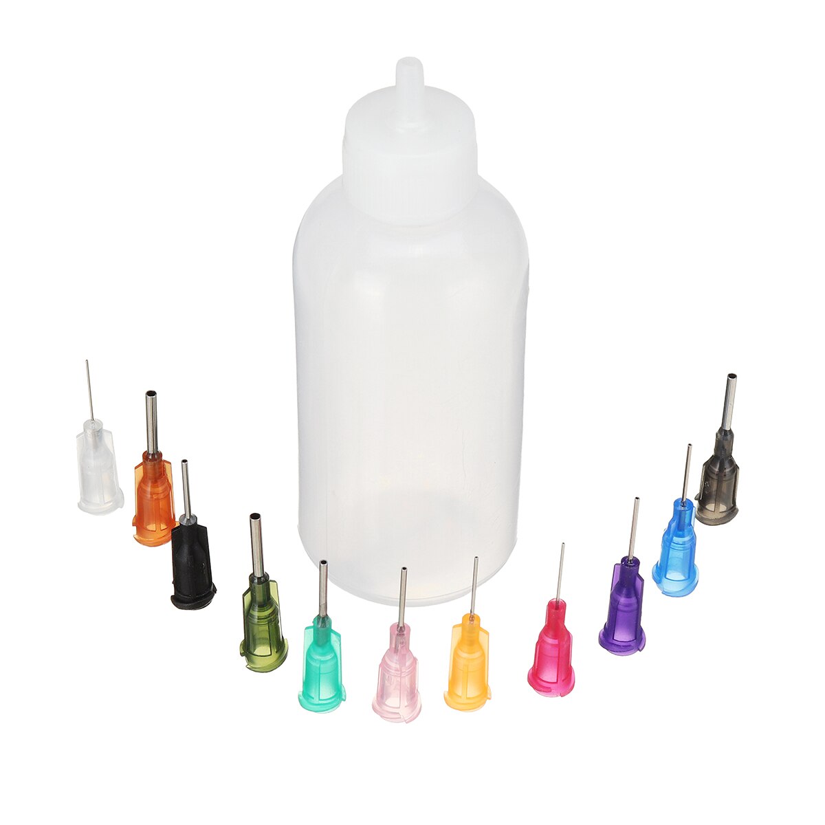 Botella dispensadora de aguja de polietileno transparente, dispensador de resina para soldadura, pasta fundente + 11 agujas, 30ml, 1 Juego