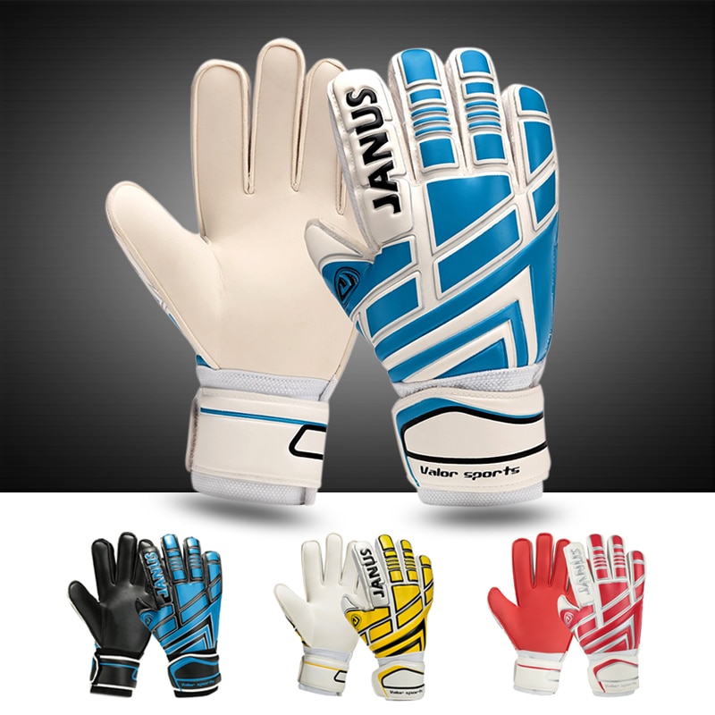 JA390 Goalkeeper Goalie Keeper GK Gloves Finger Protect Soccer Size 8 9 10 BLUE