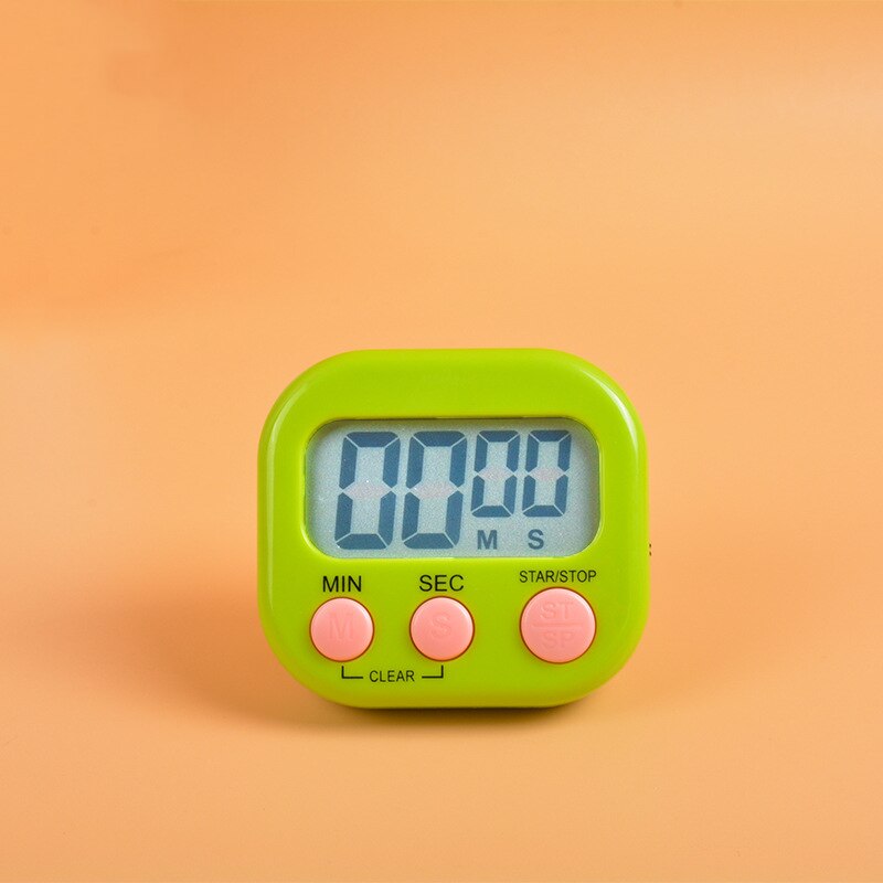1PC Digital Kitchen Timer Magnetic Backing Stand Countdown Alarm Mini LCD Big Digits Loud Alarm For Cooking Baking Sports Games: Green