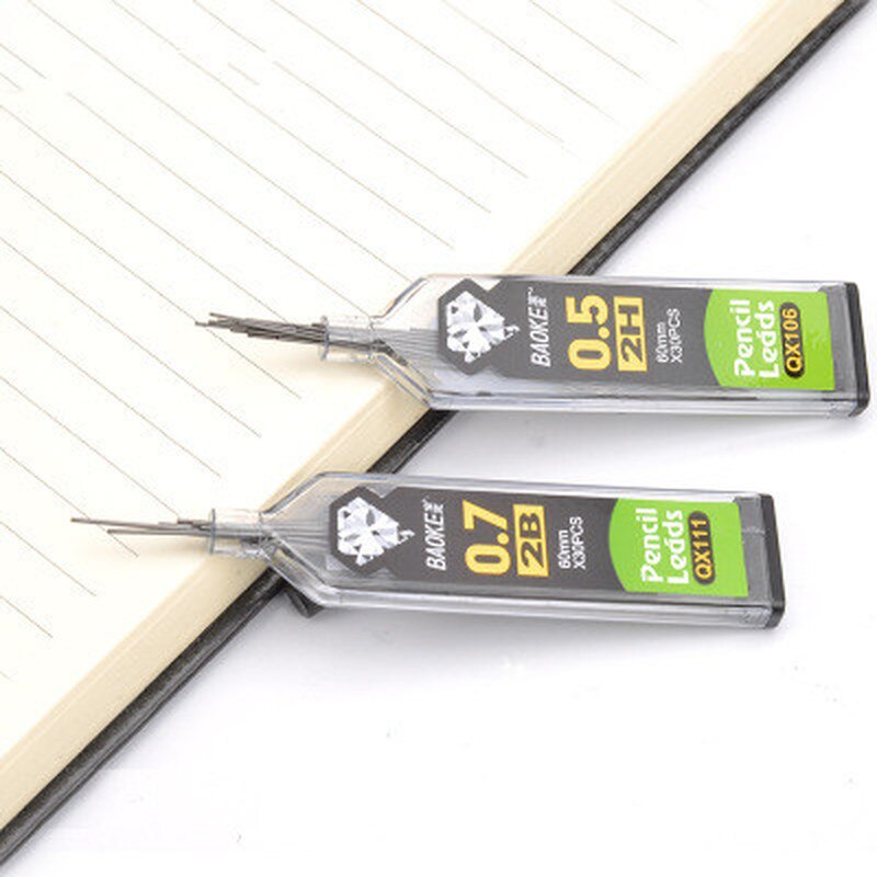 30Pcs/Fles Automatische Potlood 2B 2H Hb Potlood Refill 0.5 Mm/0.7Mm/0.9mm Potlood Refill Student Schrijven Office