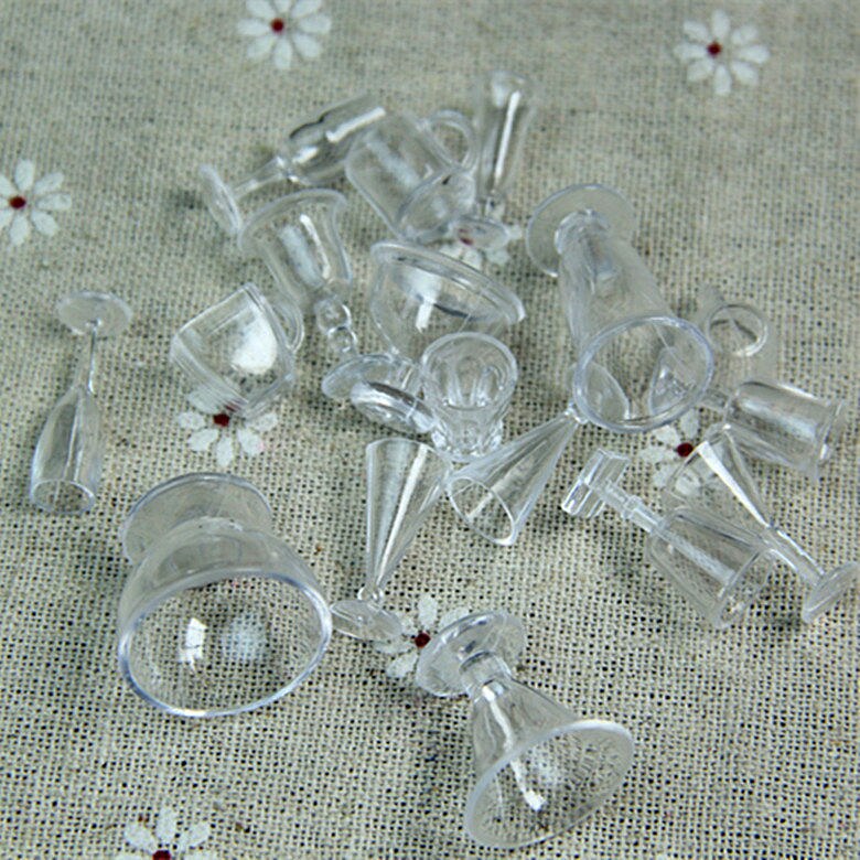 17 stücke Transparent Trinken Tassen Geschirr Miniaturen DIY Nette Mini Pretend Spielen Geschirr Spielzeug