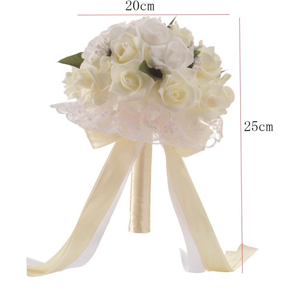 Sztuczne bukiety ślubne ręcznie robione róża kwiat z kryształkiem druhna ślubny bukiet ślubny de mariage akcesoria ślubne: G