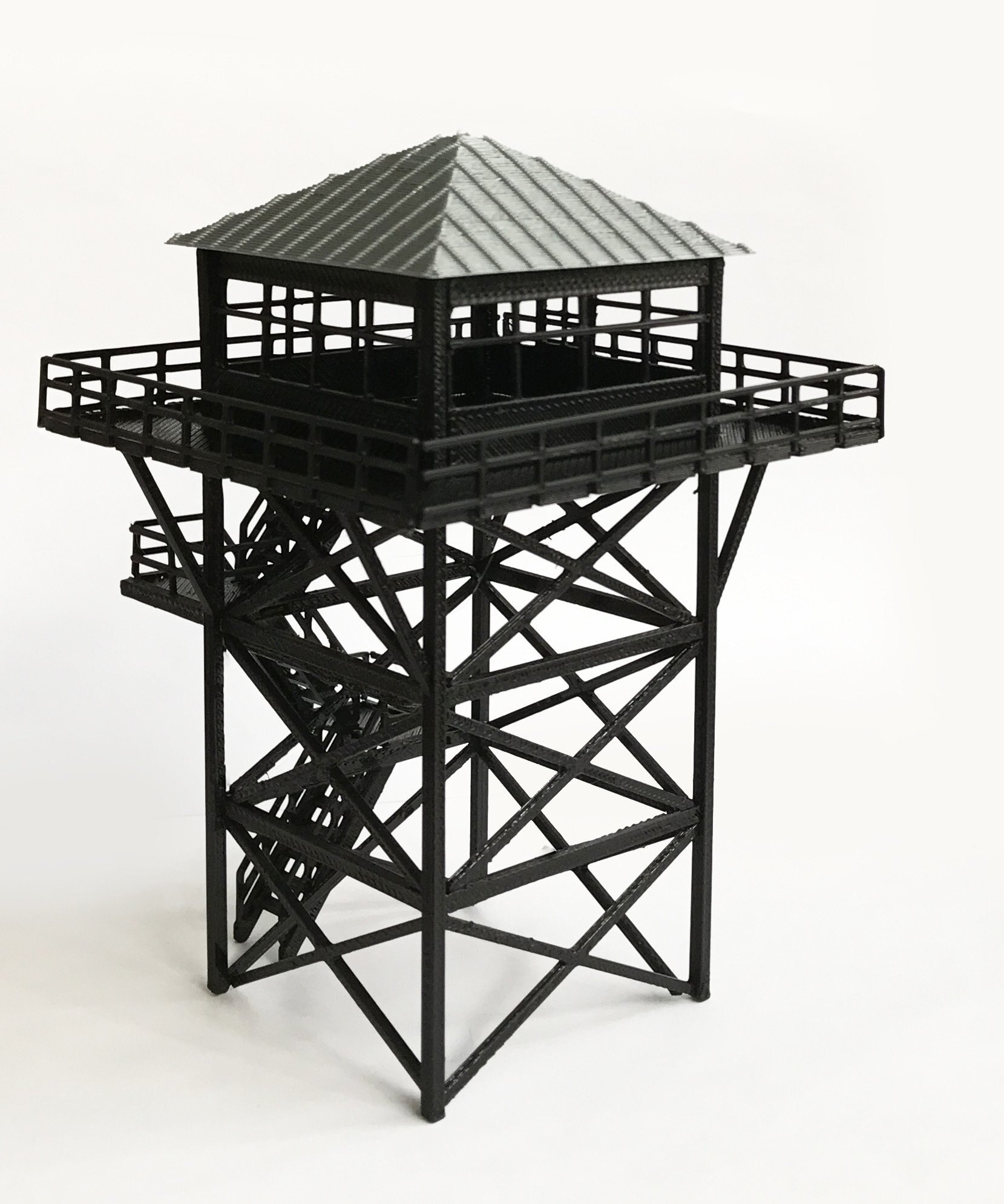 Outland Models Watchtower / Lookout Tower OO HO Scale Railway Scenery Miniature: Black