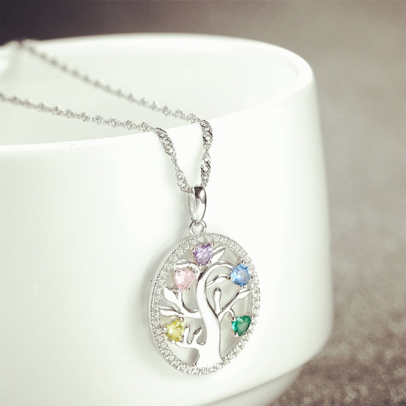 Sterling Silber 925 Baum Des Lebens Anhänger Bunte Kristall Zirkonia Anhänger passen Halskette Frauen Nur Anhänger