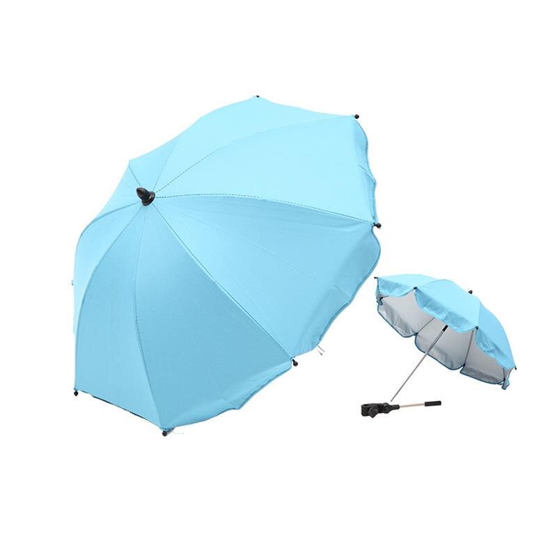 Seguro de manos libres ajustable desmontar parasol para cochecito protector solar, anti-UV de paraguas Clip cochecito de bebé de los niños al aire libre: Azul