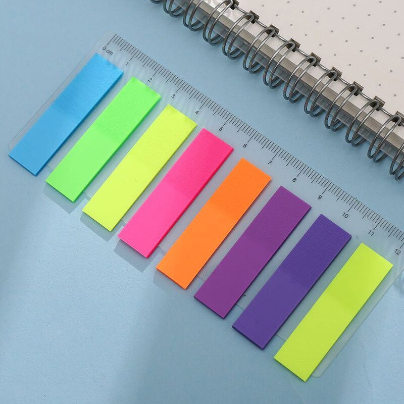 Color Fluorescence Sticky Notes Set Memo Pad Bookmarks Banners Transparent Sticky Notes School Office Stationery: Yellow