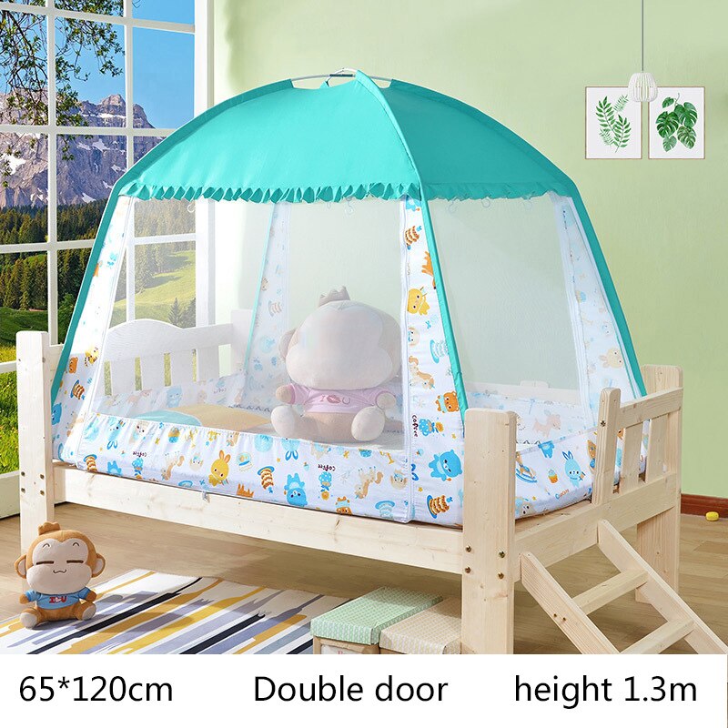 Kinder Bett Moskito Net Multi-größe Mongolischen Jurte Zelt Baldachin Für Jungen Mädchen Verschlüsselung Moskito Netting Für Infant: Blue-65x120x130cm