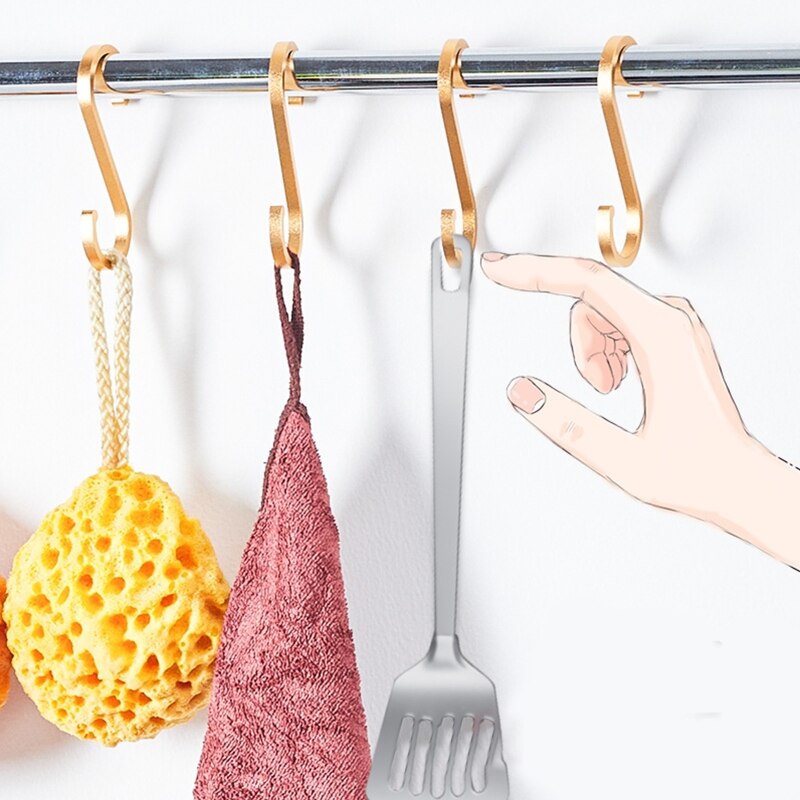 Ganchos en forma de S de aluminio para colgar ropa, colgador de barandilla de cocina, soporte de broche para colgar ropa, bolso, ollas, sartenes, herramientas de toalla, 10 piezas