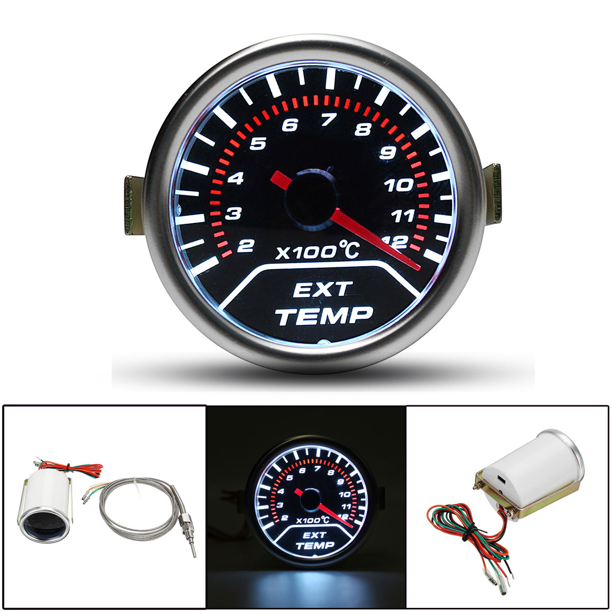 Universal 2" 52mm Car Gauges Boost Gauge Bar EXT Water Temp Oil Temp Gauge LED Light Display: EXT Temp