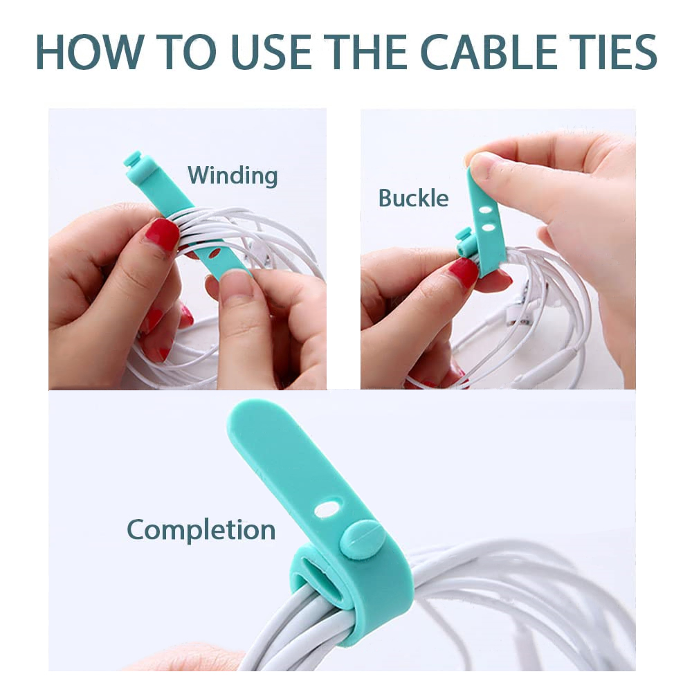 Cable Winder Cord Clip USB Wire Strap Ties 4 Holes Silicone Tie Earphone Cable Protectors Wire Wrapped Cord Line Cable Organizer