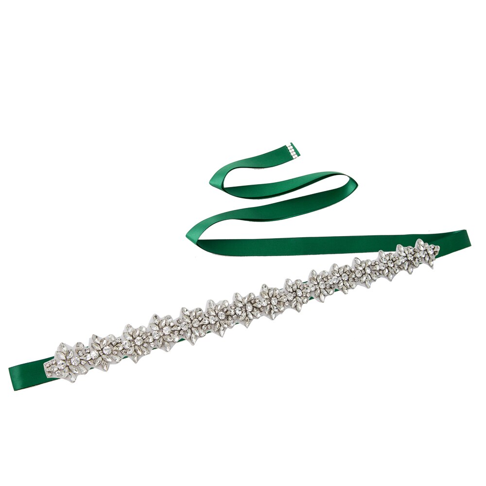 Trixy S269-S Bruiloft Riemen Zilveren Diamanten Riem Verbazingwekkende Crystal Rhinestone Riem Glanzend Bruids Riem Bruiloft Sjerpen Jeweled Riem: green