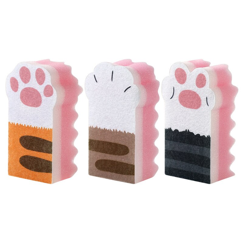 Kat Klauw Spons Gum Keuken Stof Doekjes Huis Schoon Accessoires Microfiber Dish Cleaning Melamine Spons Glazenwasser: Roze