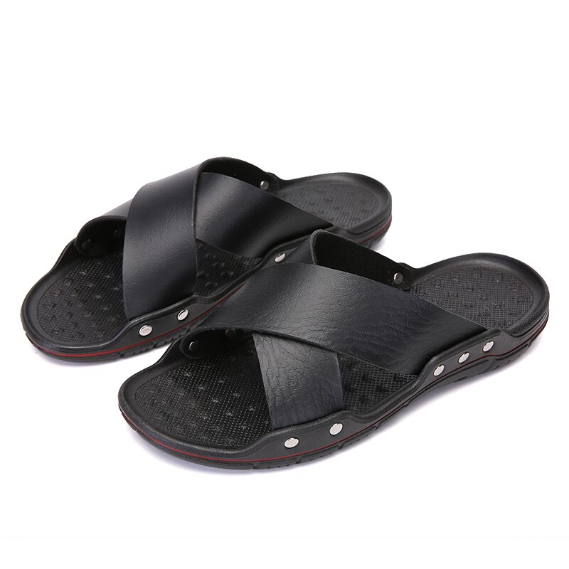 2021 nuovi sandali da uomo estivi scarpe in pelle scarpe infradito ciabatte da spiaggia due fibbie giardino esterno Chinelo maschile