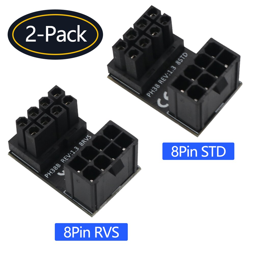 2X180 Graden Hoek Draaien Connector Desktops Gpu Atx 8 Pin Power Adapter