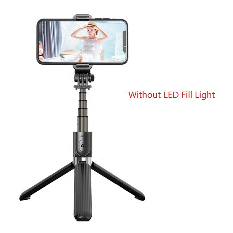 FANGTUOSI Bluetooth Selfie Stick Monopod mini trípode con luz de relleno LED y Disparador remoto para el teléfono móvil: No LED Fill Light