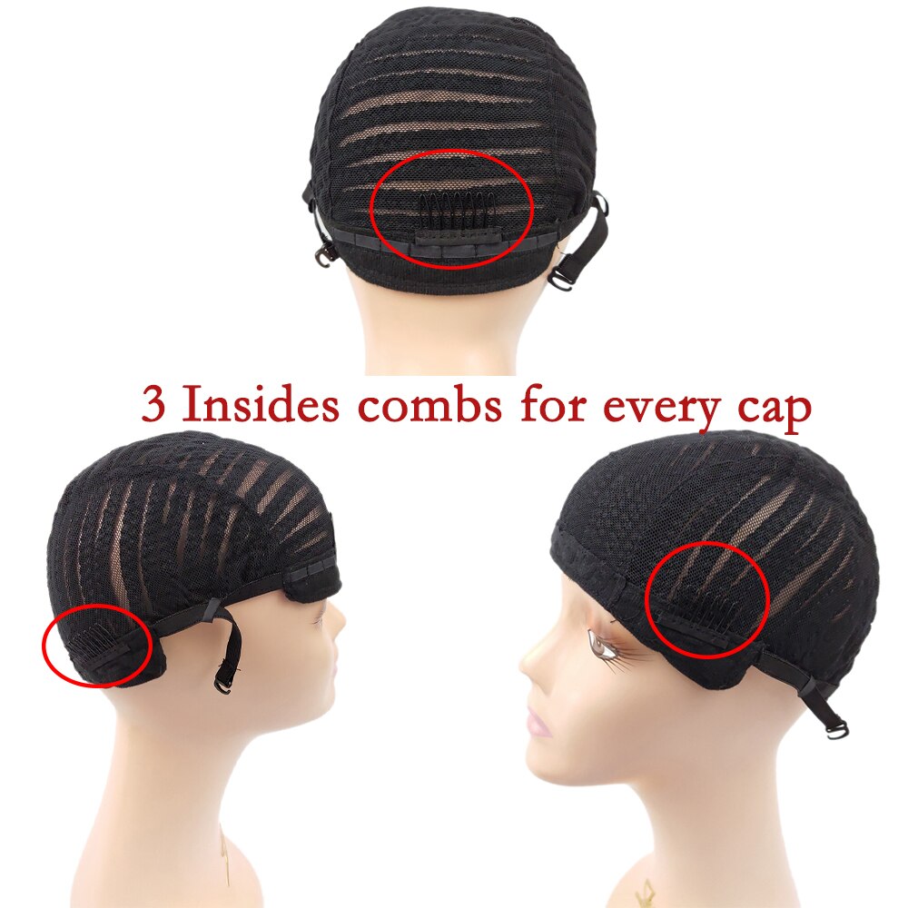Peluca de trenzas africanas ajustable, 1 tapa de pc, para hacer peluca trenza sintética, correa ajustable, gorro sin pegamento de Color negro, ganchillo