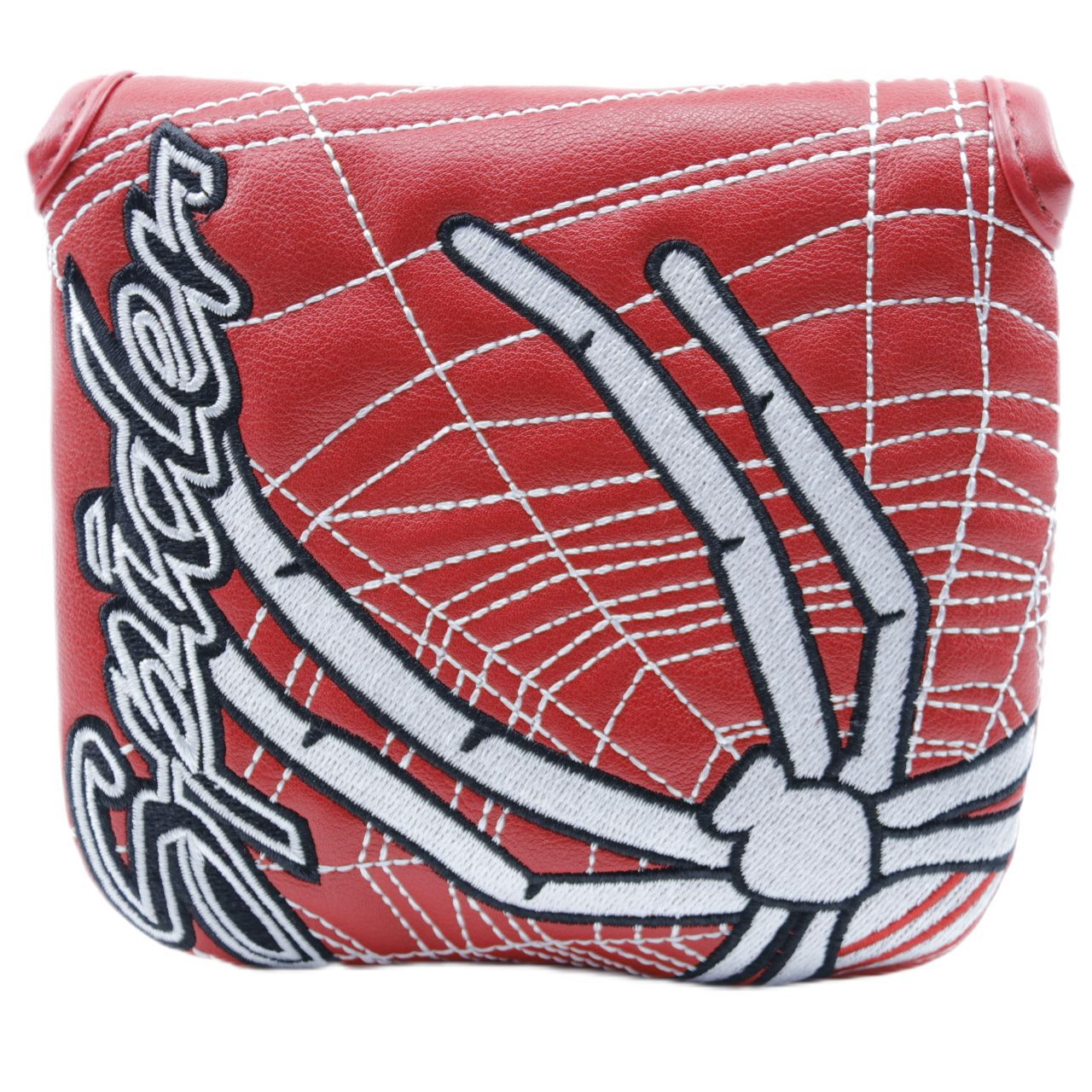 Spider magnetiskt putterskydd – 3 röda linjer, fyrkantigt – passar mallet/blade putters – golfklubbhuvudskydd: Röd