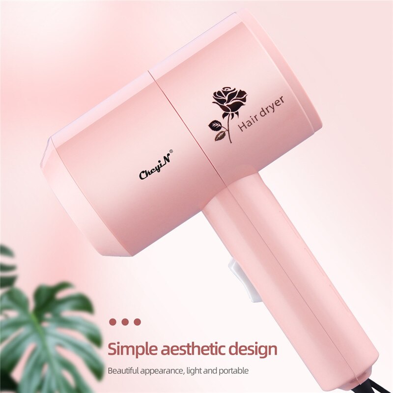 CkeyiN-secador de pelo potente, compacto, ligero, 500W, de secado rápido, de poco ruido, para viaje