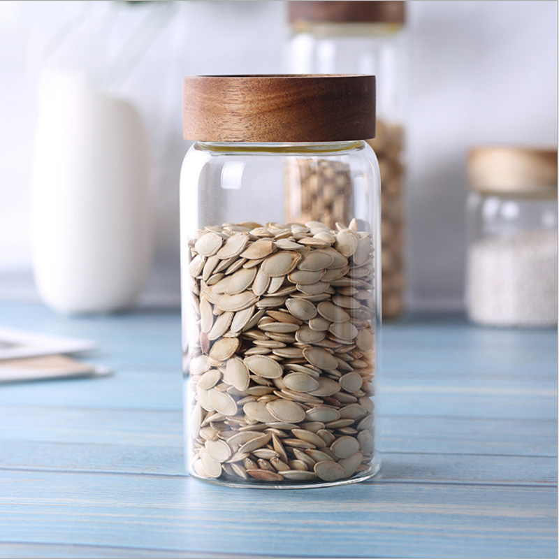 Køkken krukker slik glas krukke med låg sukker skål opbevaring krukker til krydderier glas beholdere til mad kaffe / te / konditor glas