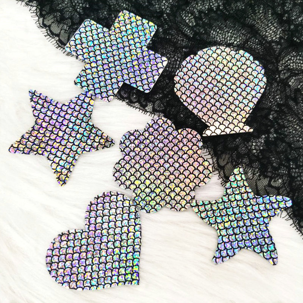 Patch de sein jetable en forme de sirène, écailles invisibles, paillettes colorées, autocollants de poitrine, couvre-tétons
