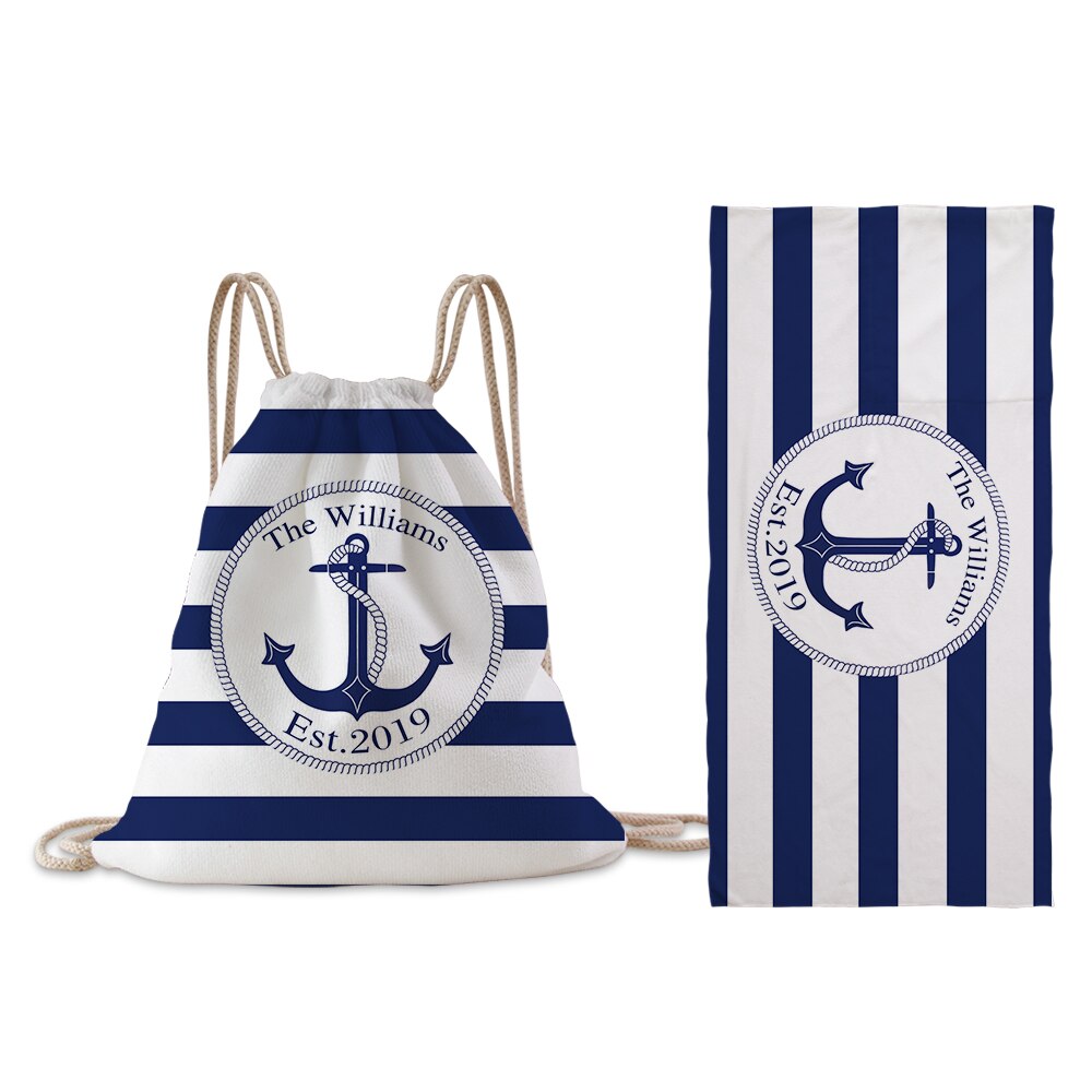 Silstar Tex – sac à dos serviette de plage Portable 2 en 1, nautique bleu, tissu délicat doux, Style jeu d'extérieur