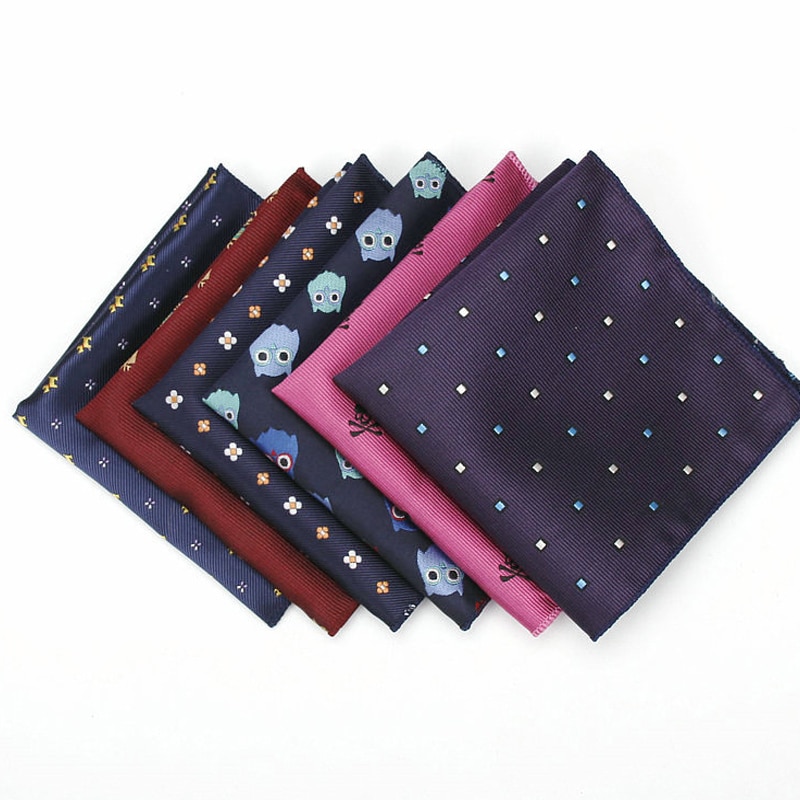 KR1328 Men's Polyester Silk Handkerchiefs Pocket Squares Mixed Patterns Jacquard for Suits Jackets Wedding Party Business