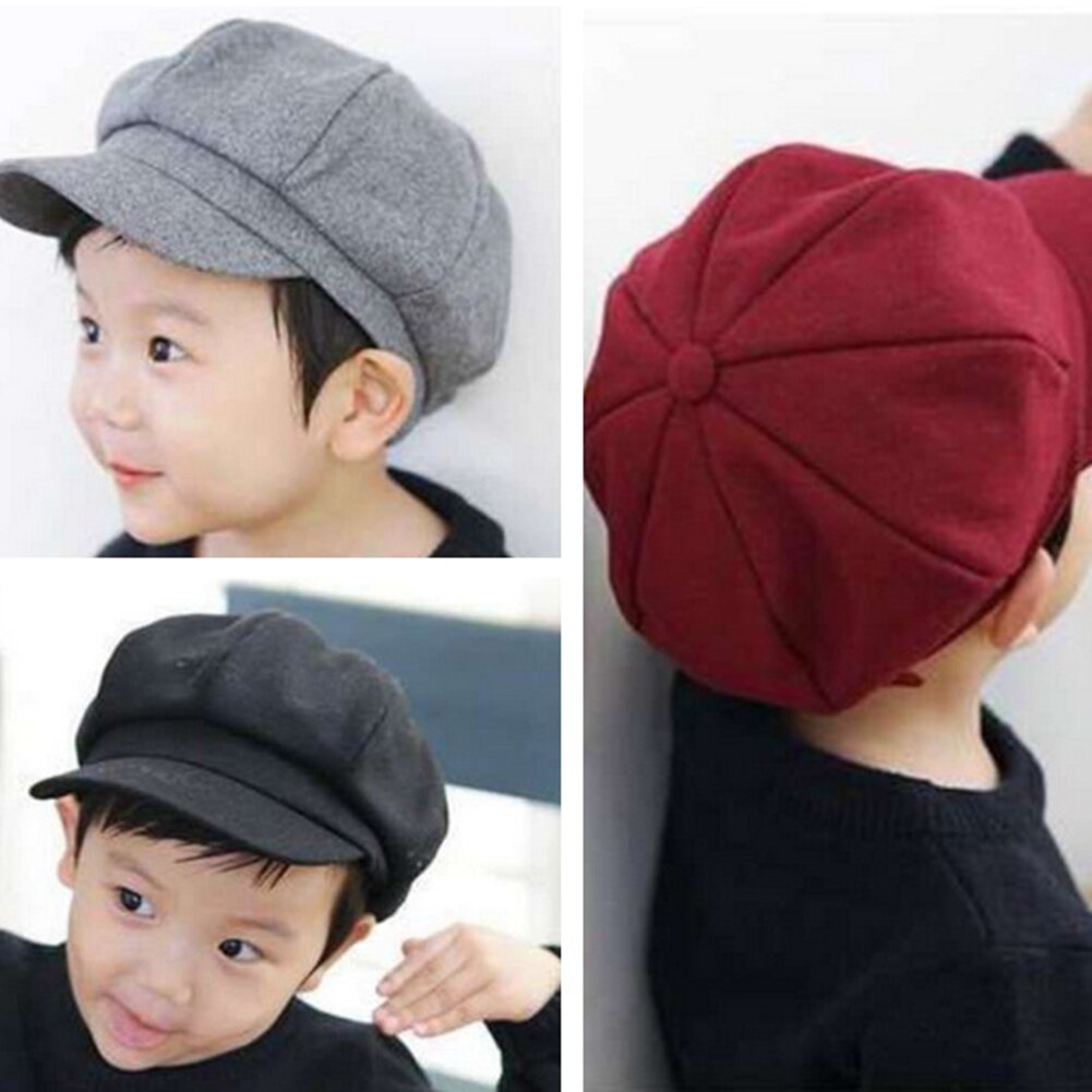 Jongenspet unisex effen kleur achthoekige pet met klep schilder baret hoed voor meisjes pet