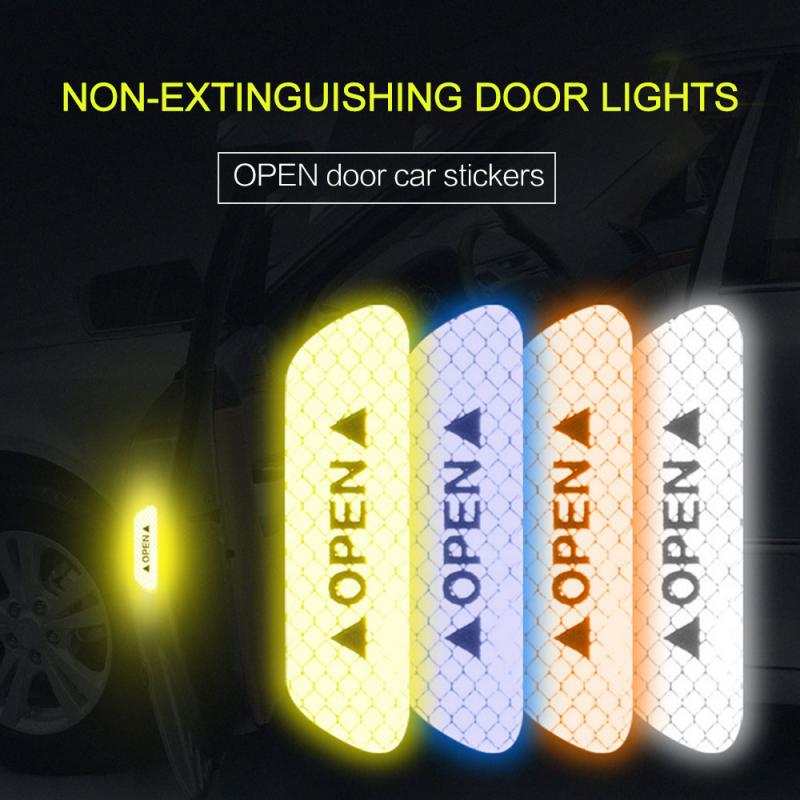 4 Stks/set Auto Reflector Sticker Waarschuwing Reflecterende Auto Reflecterende Strips Veiligheid Reflector Stickers Auto Styling Accessoires