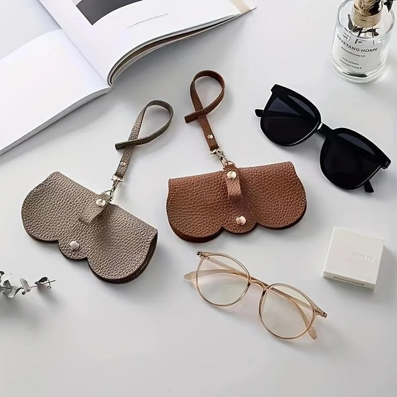 Litschi geprägte Brillenabdeckung, niedlich, zum Aufhängen, Pu-Leder, Sonnenbrille, Lesebrille, Aufbewahrungstasche, tragbarer Reise-Brillenhalter