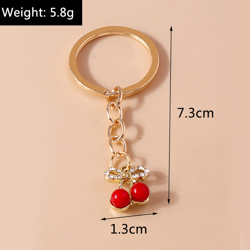 Bella cristallo ciliegia portachiavi strass portachiavi pendenti per le donne ragazze borsetta arredamento incantesimi gioielli fai da te regali