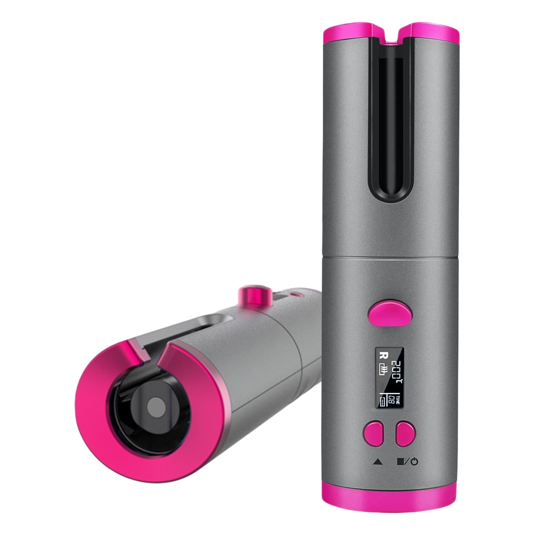 Cordless Auto Rotating Ceramic Hair Curler USB Rechargeable Curling Iron LED Display Temperature Adjustable Hair Straightener