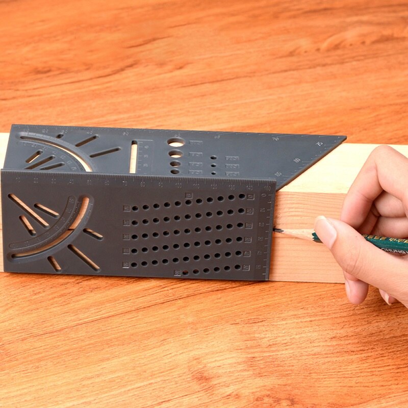 Medidor de ángulo de inglete 3D para carpintería, herramienta de medida de tamaño cuadrado con regla de calibre, herramientas de calibrador Métrico