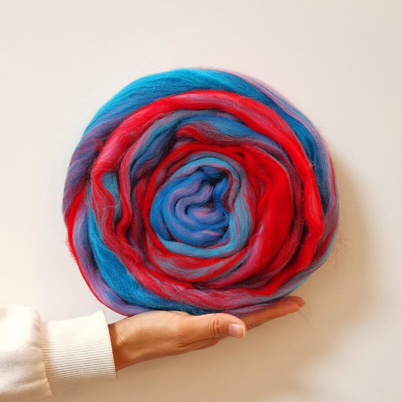 Blended Roving 50g, Needle Felting Wool, Hand Dyed Wool Top, Merino Mixed Natural Wool Roving for Needle Felting Kits (05)