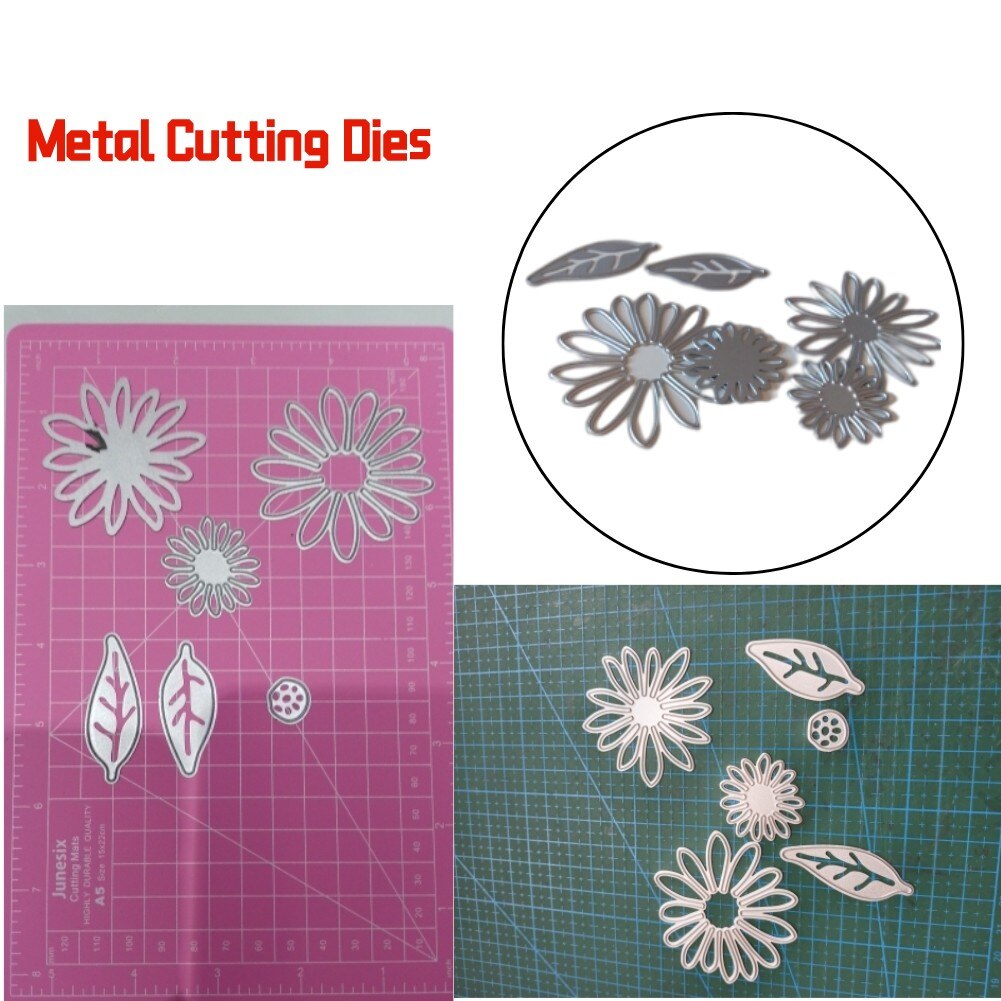 6pcs/Set Craft Dies Flower Decor Metal Die Scrapbooking Cutting Stamps Embossing Paper Cards Border Template Photo Album Decor