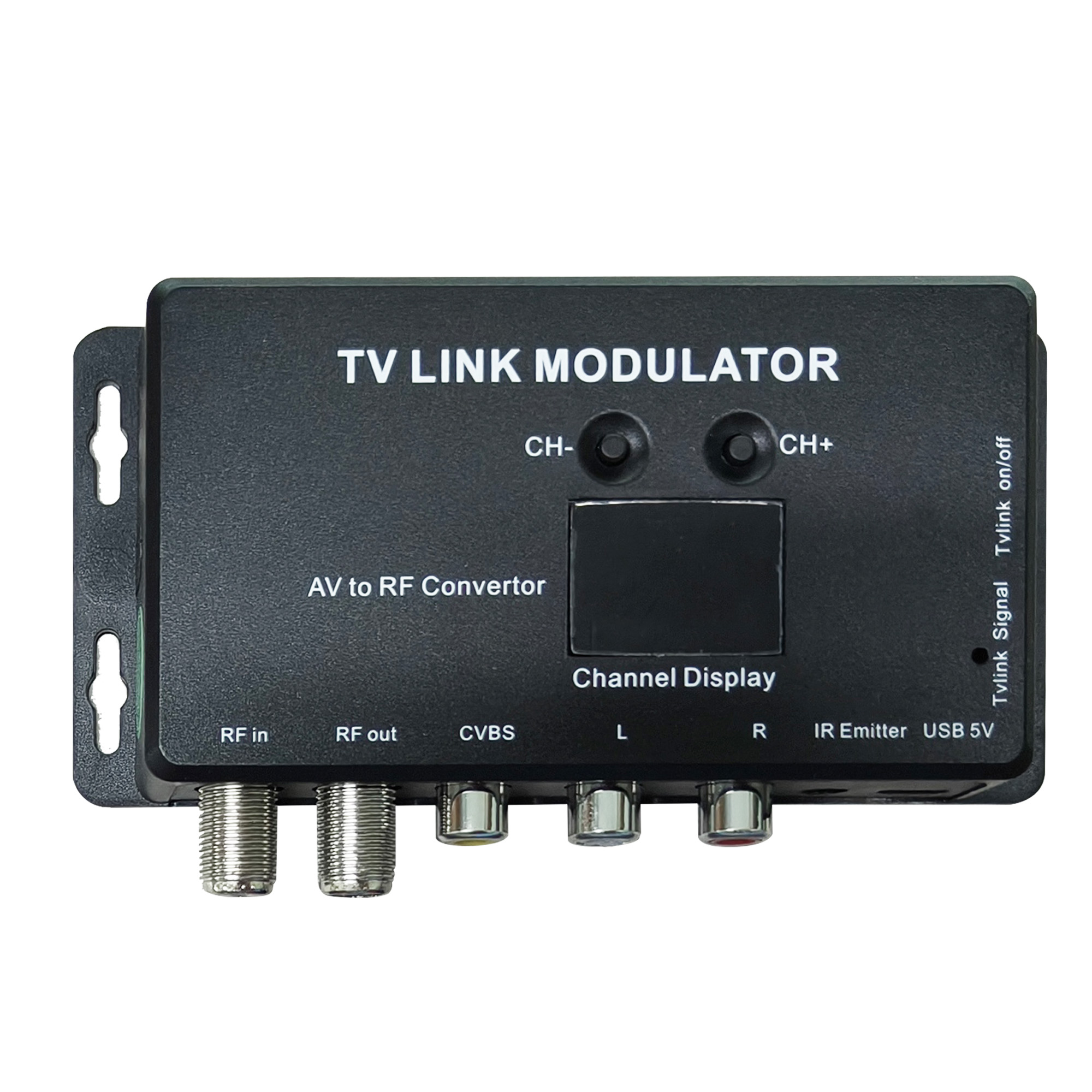 Modulador de ligação de tv av para rf, extensor de alcance de controle remoto ir, dispositivo de inserção de programa autoproduzido para tv analógica
