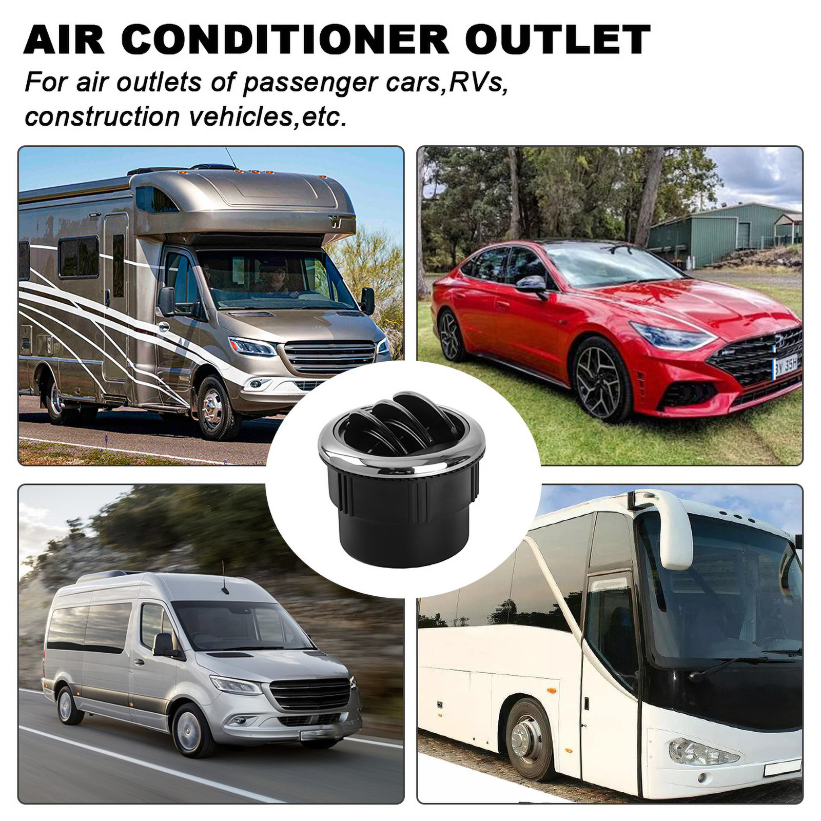 80MM Universele Knop Type Rotatie Luchtuitlaat Vent Auto Vent Dashboard Airconditioning Vent Deflector voor Camper Caravan Truck