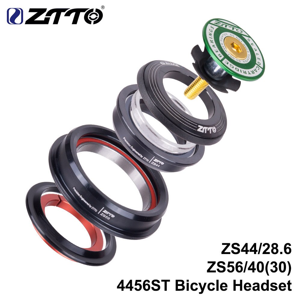 ZTTO Bicycle Internal Headset 44mm 56mm MTB Threadless Sealed Bearing 45 Degree ZS44 ZS56 Tapered Straight Fork Steerer 4456ST: 4456ST GREEN