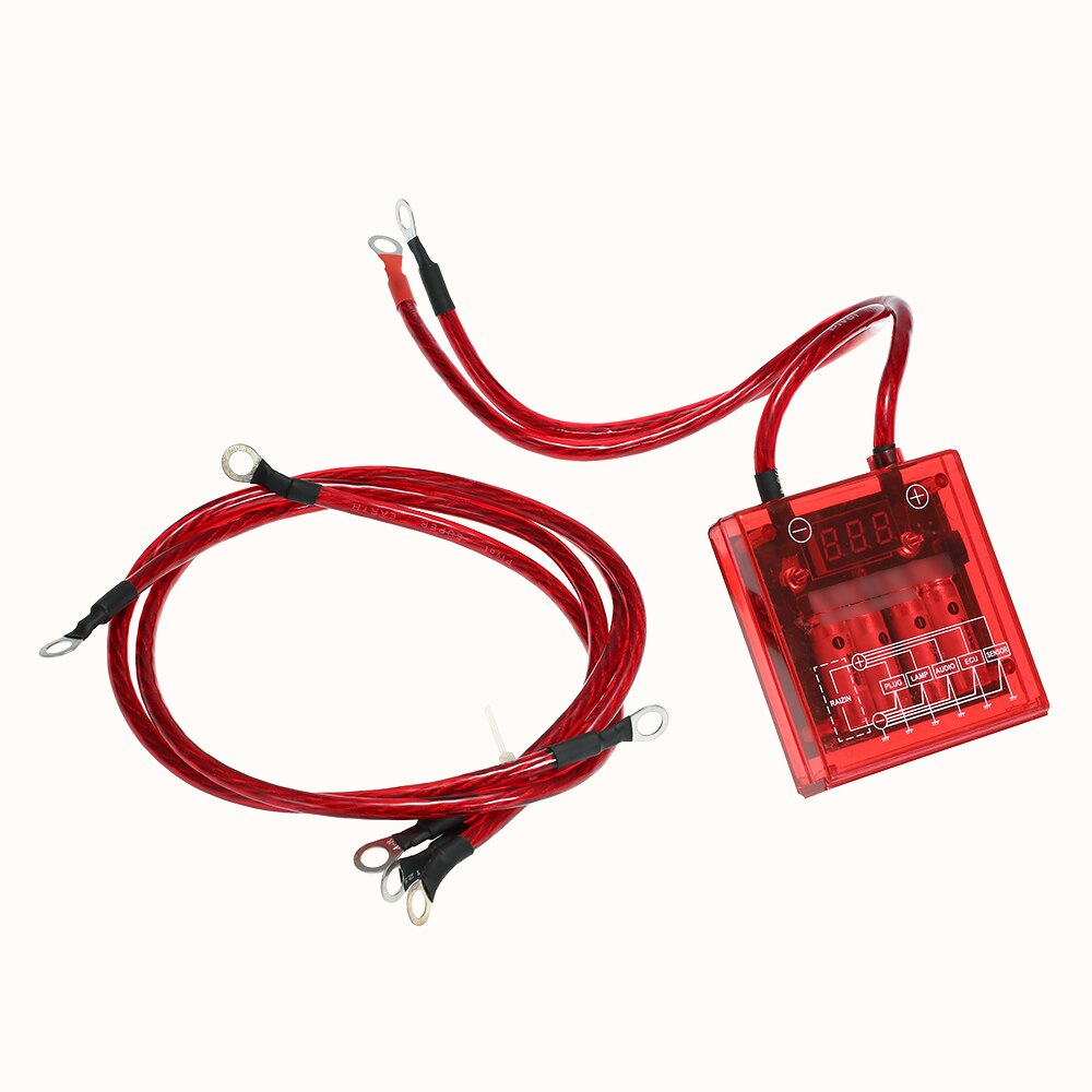 Universal Car Digital Voltage Stabilizer 12V Electric Voltage Regulator Rectifier with Earth Ground Cables Mounting Hardware Kit
