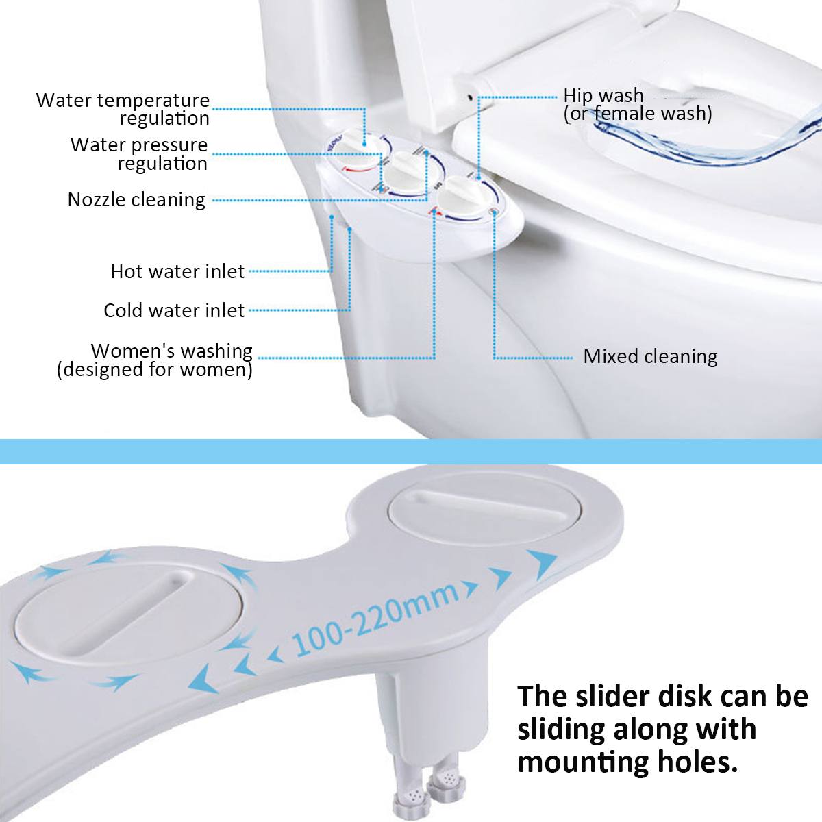 Niet-Elektrische Koud Spuiten Bidet Zelfreinigende Nozzle Verse Water Bidet Sproeier Toilet Seat Attachment Mechanische Douchette wc