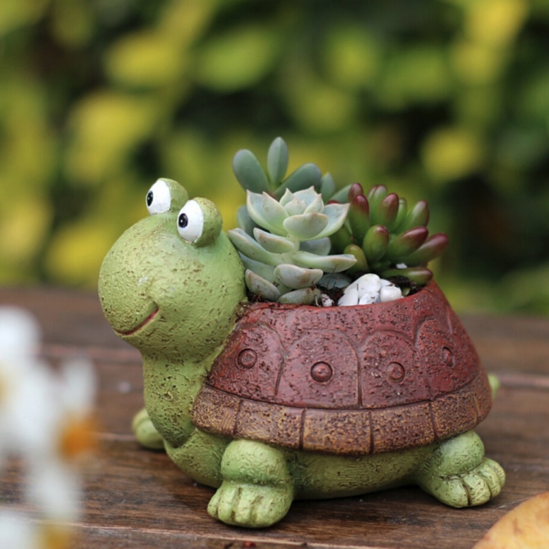 1PC Cartoon Turtle Flower Pot Planter Succulents Green plant Desktop Animal Vase for Mini Bonsai Home Garden Decor Turtle