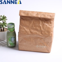 SANNE – sac en papier Kraft Tyvek, sac isotherme thermique, étanche et résistant aux déchirures, sac à déjeuner léger, Film d&#39;aluminium à l&#39;intérieur, 2 pièces/lot