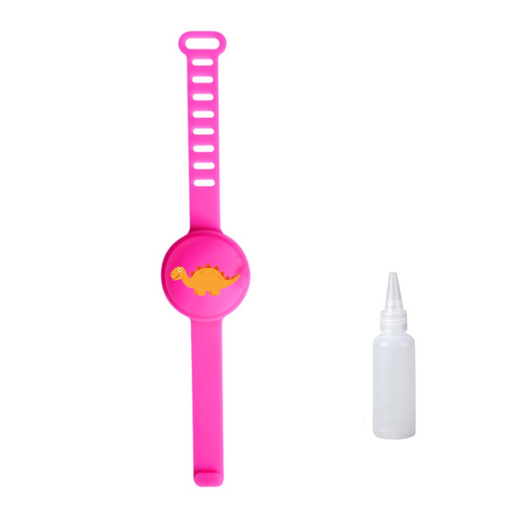 Hand Bracelet Dispenser Gel Holder Wristband Adult Kid Liquid Gel Storage Wrist Strap+Portable Dispenser Bottle: Hot Pink