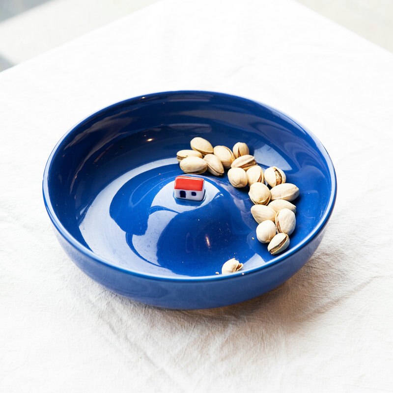 Haushalt Geschirr Keramik Obst Salat Schalen Utensilien für Küche Platten Suppe Nachtisch Snack Ramen Schüssel mit verrotten Haus Weiß: Blau
