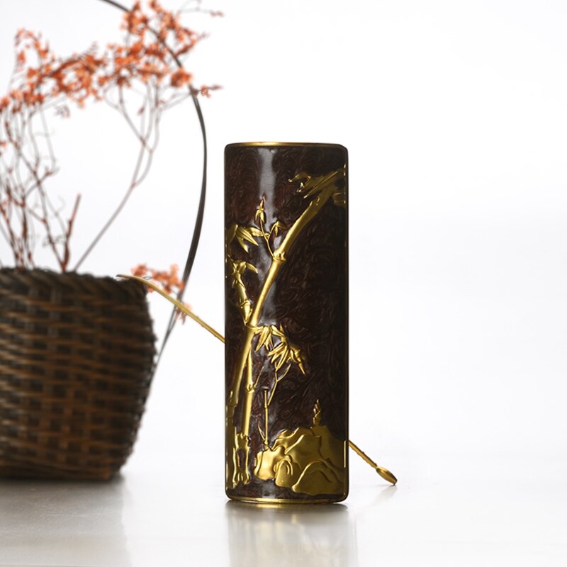 Tea Spoon Copper Bamboo Pattern Tea Shovel Chinese Kung Fu Tea Set Accessories Teaware Decoration Collection Crafts: E