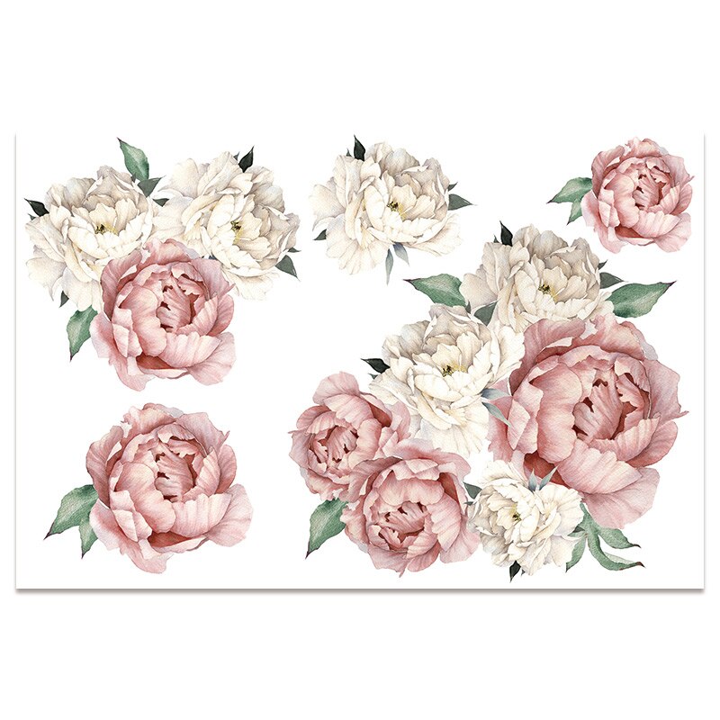 Large Peony Rose Flower Art Wall Sticker Living Room Home Background DIY Decal Bedroom Decoration Wall Decals: QTL7742 / 50X75cmX1pc