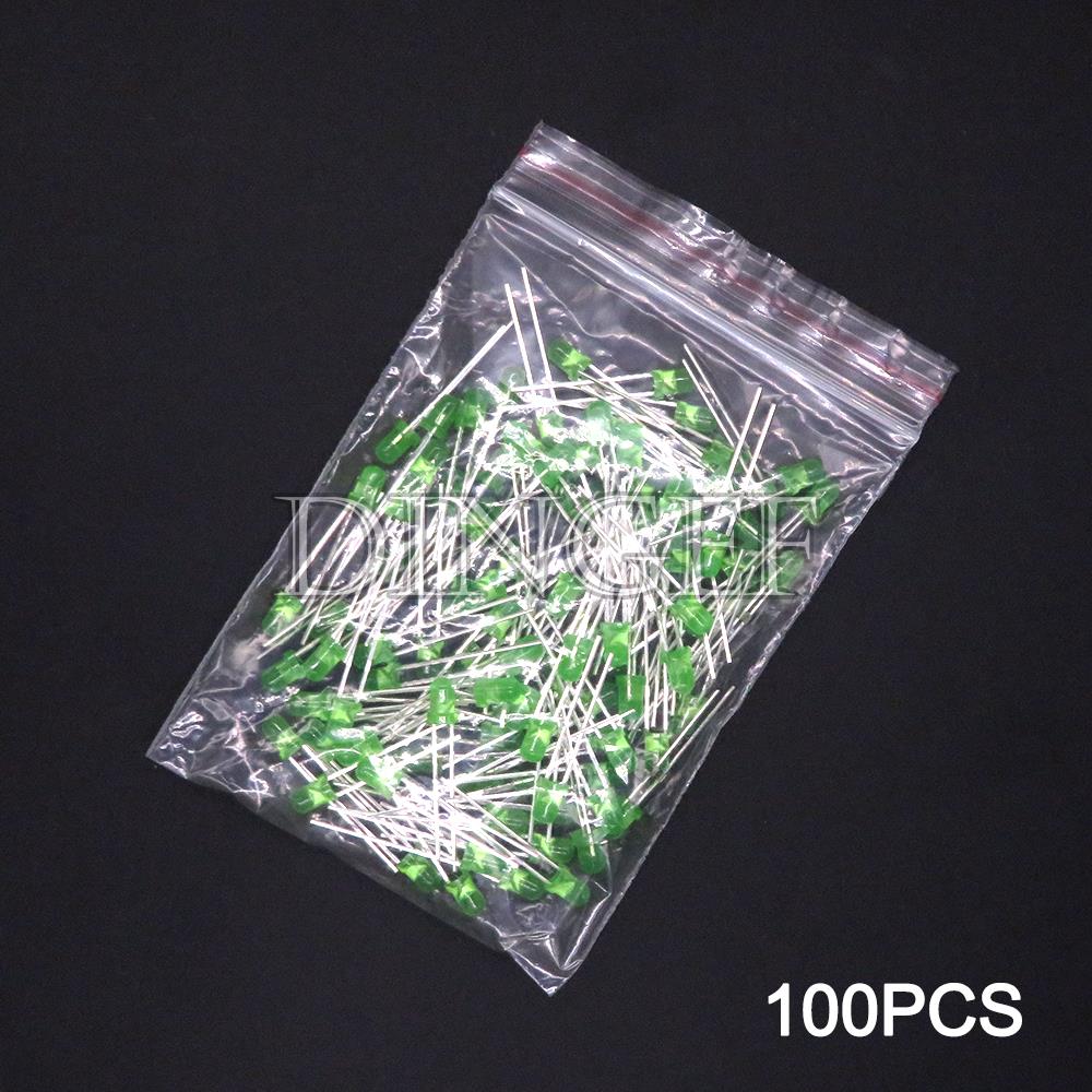 100PCS 3mm 5mm LED Diode F3 F5 Assorted Kit White Green Red Blue Yellow Orange Pink White DIY Light Emitting LED Diode Connector