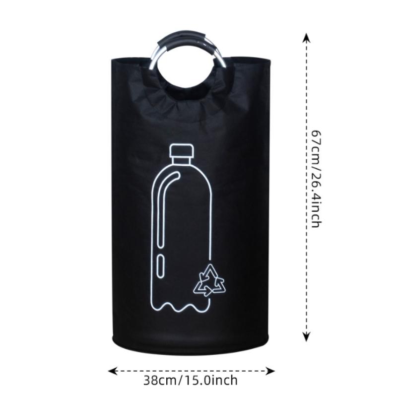 [THG] Large Capacity Empty Bottle Storage Basket With Aluminum Handle 82L Wastewater Bottle Collector Bag Folding Recycling Bin: Default Title